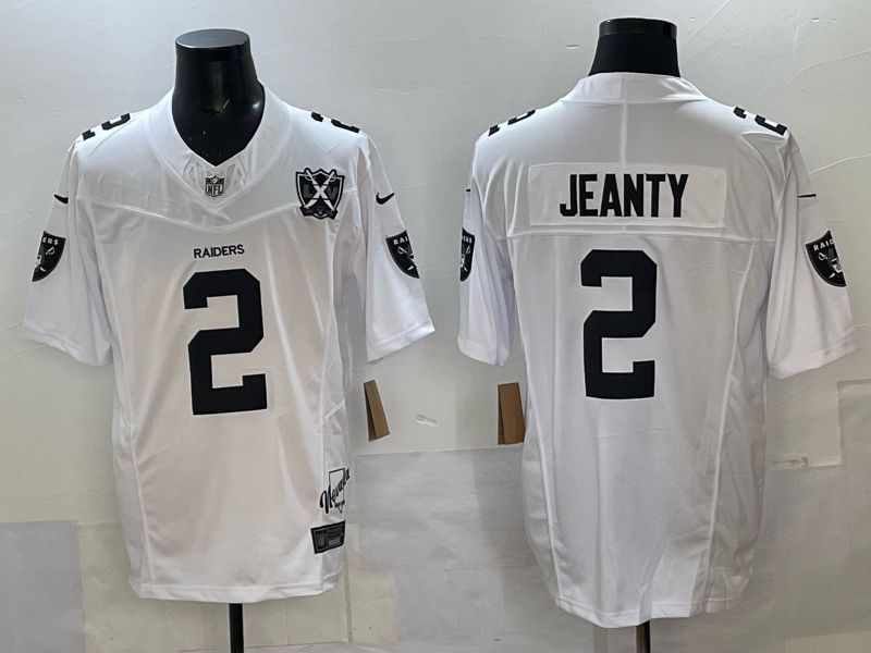 Men 2025 Oakland Raiders #2 Jeanty White Retro Third Generation Nike Limited NFL Jersey style 02